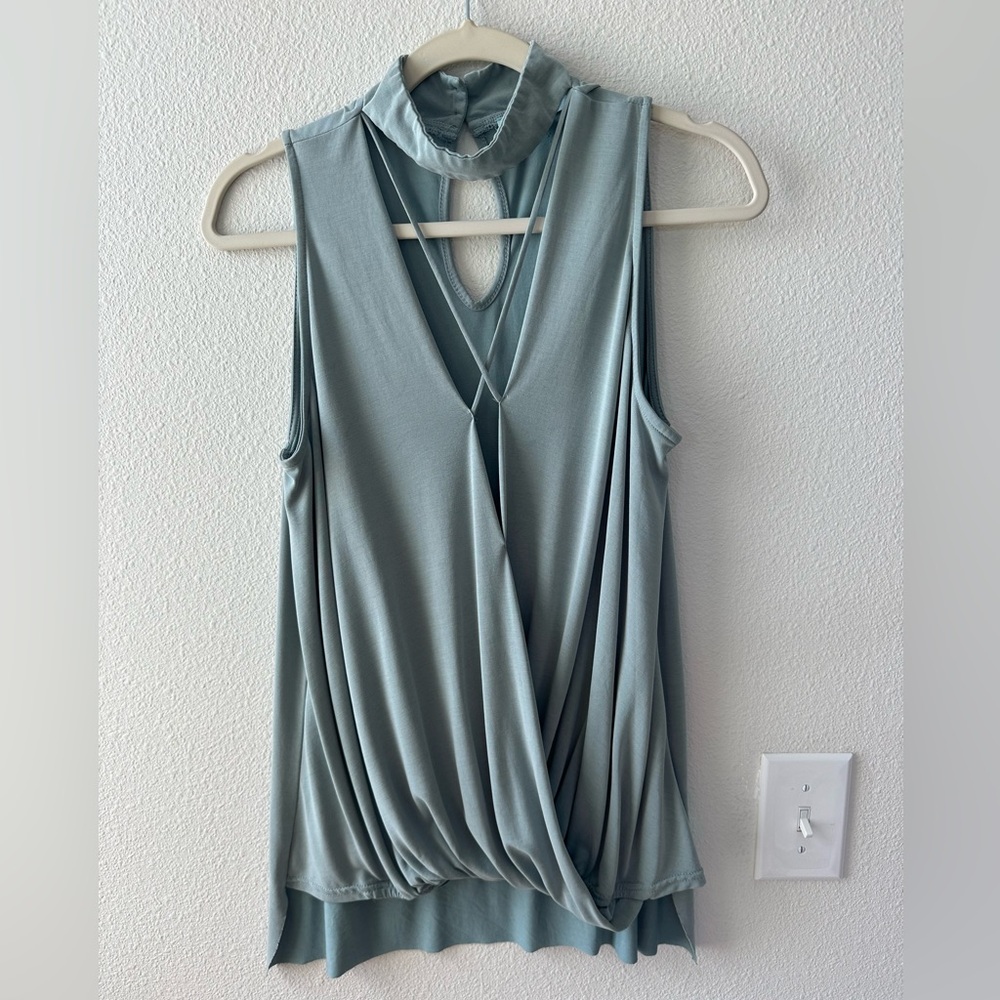 She + Sky Sleeveless Top in Soft Seaglass Gray